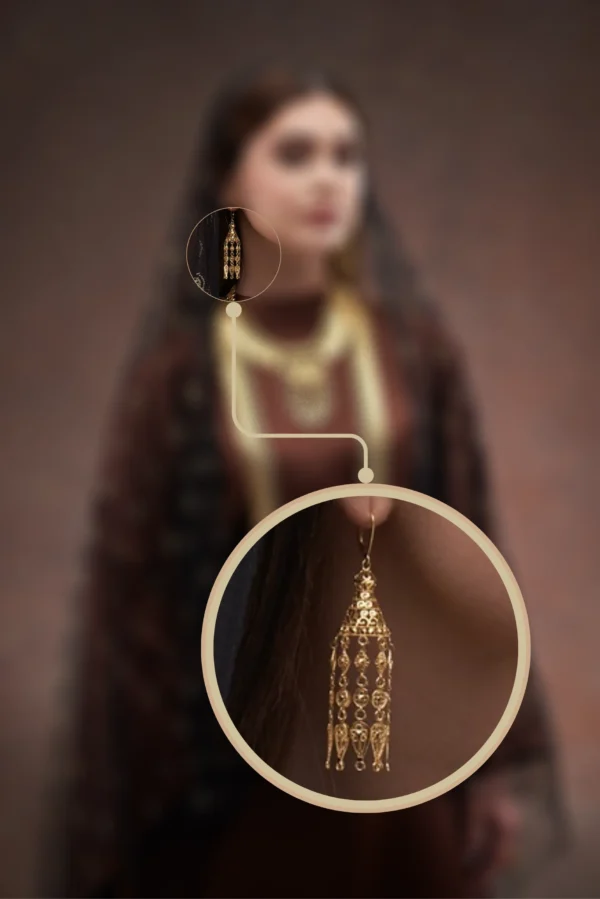 ⁦حلق سيتمي معري ذهب عيار 21 فخامة وأناقة راقية⁩ - الصورة ⁦2⁩