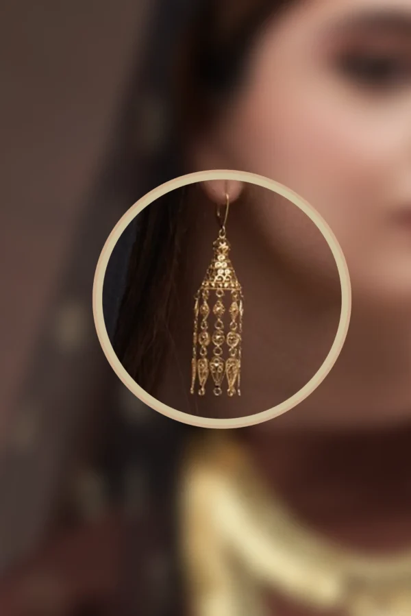 ⁦حلق سيتمي معري ذهب عيار 21 فخامة وأناقة راقية⁩ - الصورة ⁦4⁩
