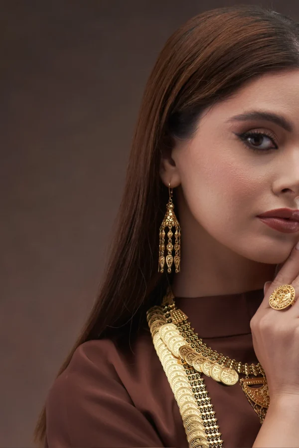 ⁦حلق سيتمي معري ذهب عيار 21 فخامة وأناقة راقية⁩ - الصورة ⁦7⁩