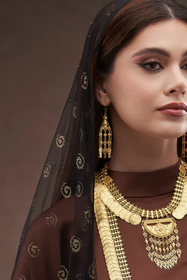 ⁦حلق سيتمي معري ذهب عيار 21 فخامة وأناقة راقية⁩ - الصورة ⁦5⁩
