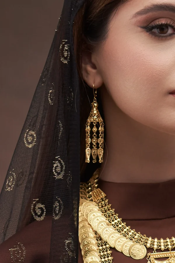 ⁦حلق سيتمي معري ذهب عيار 21 فخامة وأناقة راقية⁩ - الصورة ⁦6⁩