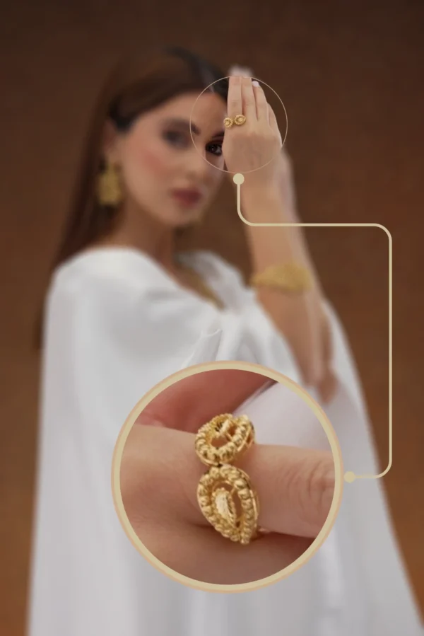 خاتم أوراق الشجر ذهب عيار 21 تصميم فاخر وأنيق